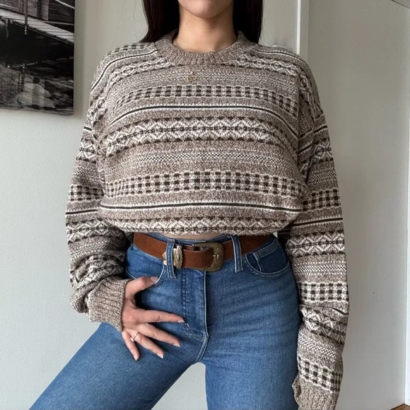 90s Dad Core Beige Cottage Knit Sweater Oversized - Picture 3 of 5